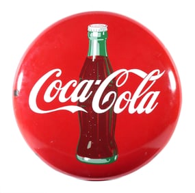 Vintage Coca-Cola Button Porcelain Sign
