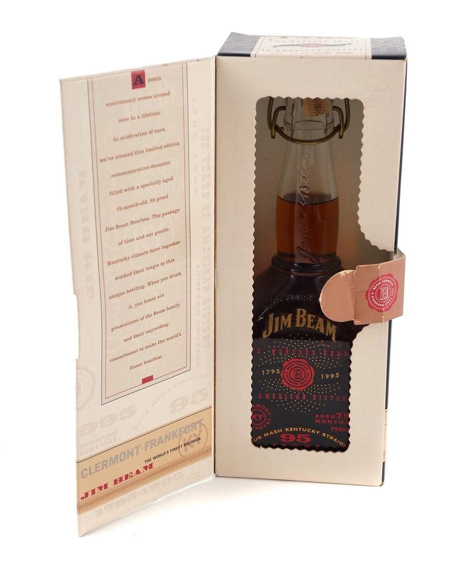 Jim Beam 200th Anniversary Decanter: Vintage Jim Beam 200th Anniversary Limited Edition decanter with original box. PLEASE NOTE: This item is being sold as a collectible bottle, and its contents are incidental and not intended for consum