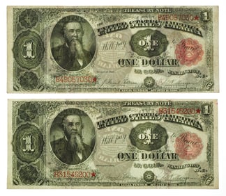 (2) 1891 $1 Dollar Star Notes, Stanton