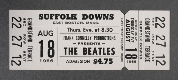 1966 Beatles Suffolk Downs Unused Ticket