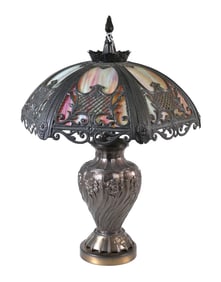 Art Nouveau Style Slag Glass Table Lamp