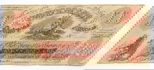 Civil War: 1861 "Bogus" $20 Confederate Note