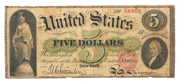 Civil War: 1862 U.S. $5 Note, Fr. 60