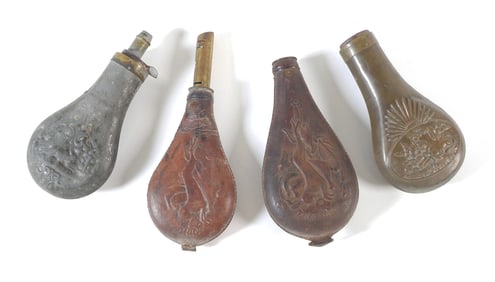 (4) Antique Powder Flasks