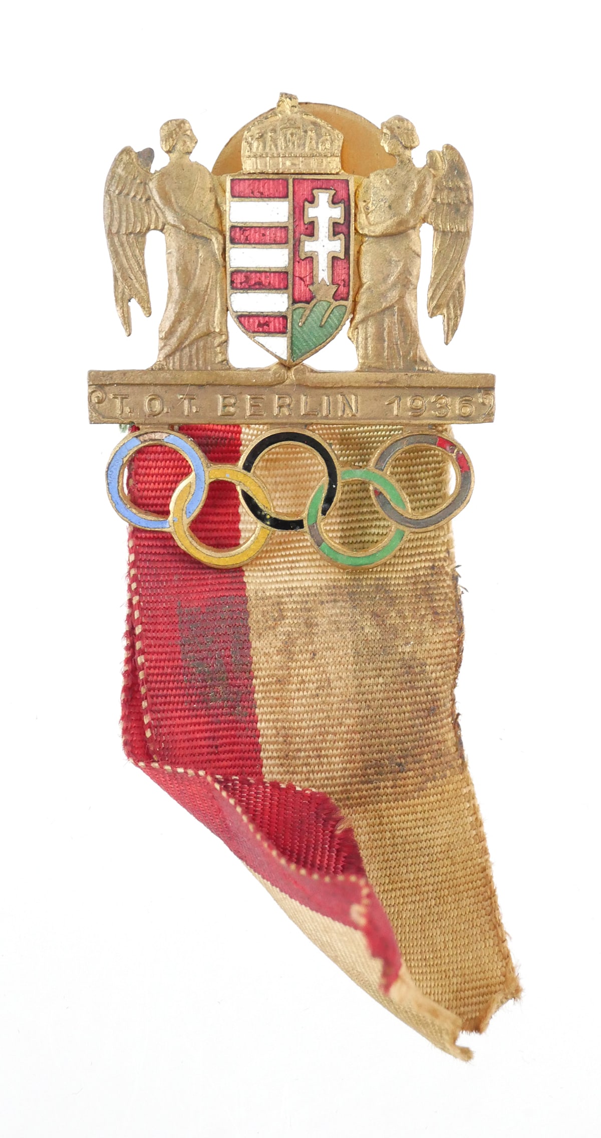 1936 Olympics, Berlin, Hungarian Badge: This is not a piece of militaria, but the 1936 Olympics are hard to separate from the European political climate in the pre-WWII era. Enamel and bronze badge for a Hungarian participant in the 1936 Ol