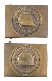 WWI: (2) German Stahlhelm Brass Belt Buckles