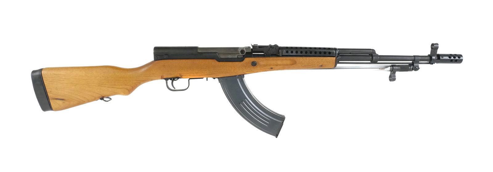Chinese Type 56 SKS Rifle 7.62: Chinese Type 56 semi-automatic rifle, serial number 19023685, chambered in 7.62x39mm. Receiver bears the Factory 26 triangle marking and Chinese characters. Features include a 20.5" barrel, tangent re