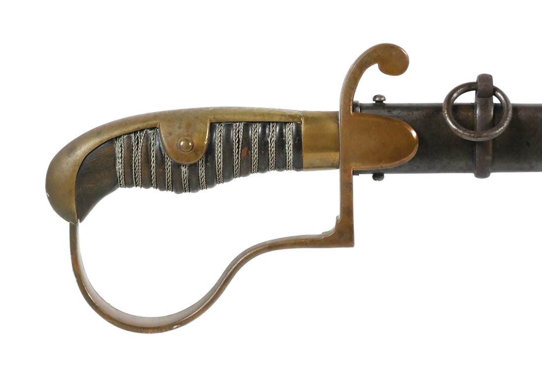 WWI: German Sword by Weyersberg & Co.: German officer's sword with a 28-1/4" straight blade and overall length of 33". Spine is stamped "Weyersberg & Co. Solingen", a respected Solingen maker active through the late 19th and early 20th cen