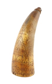 Early American Decorated Powder Horn