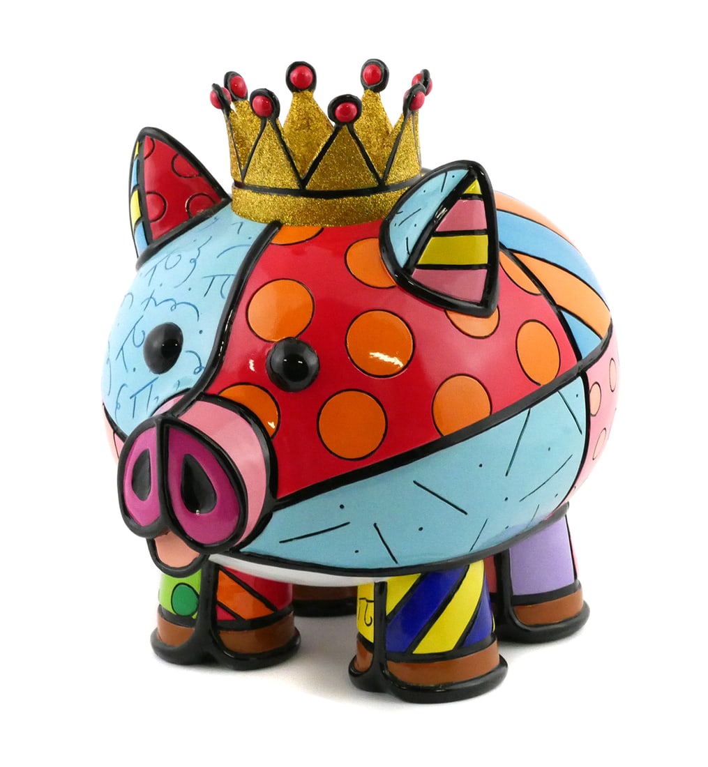 ROMERO BRITTO "Royalty" Pig Sculpture