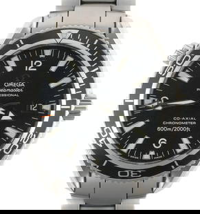 Omega Seamaster Planet Ocean Ref. 2201.50: Omega Seamaster Professional Planet Ocean 600M Co-Axial Chronometer wristwatch, reference 2201.50.00. Watch features a 42mm stainless steel case, black unidirectional rotating bezel, and black dial wi