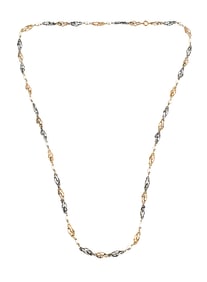 18K Gold, Sterling & Pearl Necklace, 30"