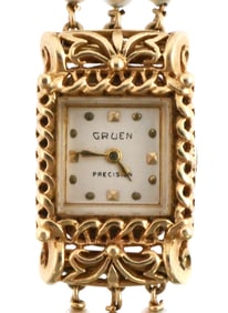 Gruen 14K Gold Women's Watch w/ Pearls