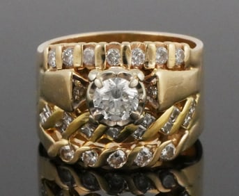 14K Gold Diamond Half Carat Center Stone Ring