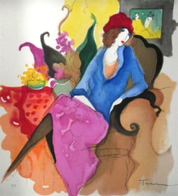 ITZCHAK TARKAY, Seated Woman Serigraph