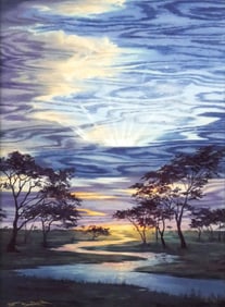 MATT BEYRER Sunrise Landscape Collograph
