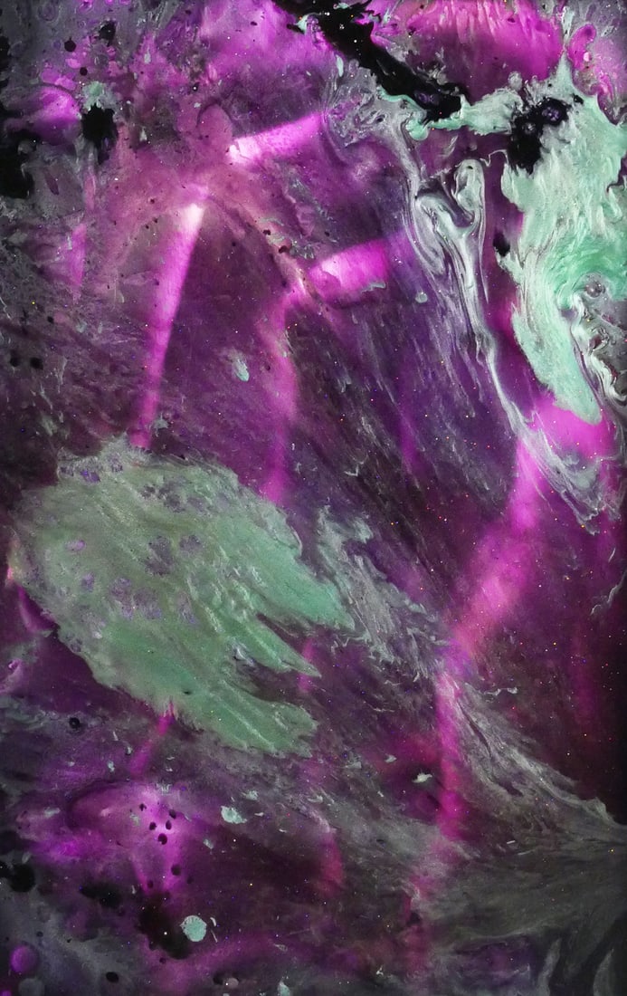 JEFF VERMEEREN Abstract Painting on Metal: Abstract painting on metal titled Oculus Waves by Jeff Vermeeren signed lower right. Image measures 25" x 17" frame measures 28" x 20", includes a COA. This item will need to be shipped by a packing c