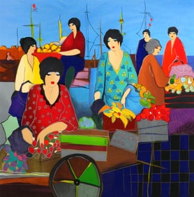 ITZCHAK TARKAY Saturday at the Market Serigraph
