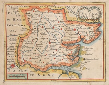 Essex by J. Seller, c. 1675 Hand-Colored Map
