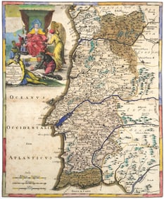 1720 Map of Portugal by Christoph Weigel