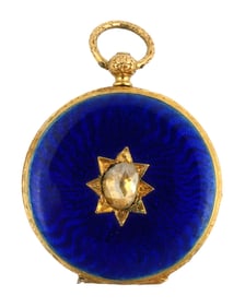 18K Raffin Geneve Gold & Enamel Pendant Watch