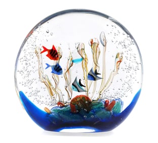 Murano Glass Aquarium Sculpture Signed