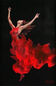 MIKE DEWULF Lady in Red Painting