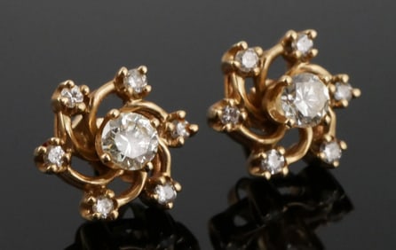 14K Gold Diamond Solitaire Earrings & Jackets