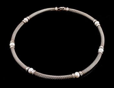 DAVID YURMAN Diamond Pearl 925 Necklace
