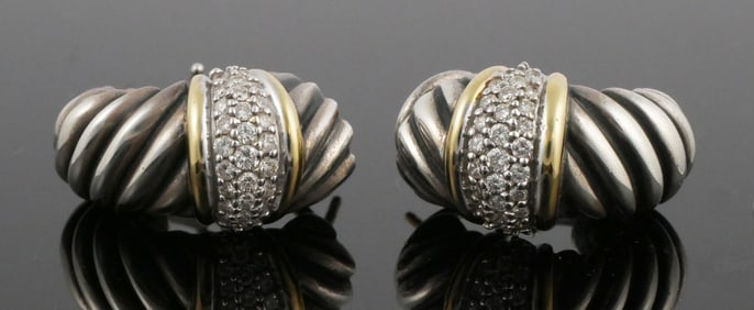 DAVID YURMAN 18K Diamond 925 Earrings`