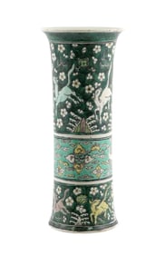 Chinese Famille Verte Beaker Vase