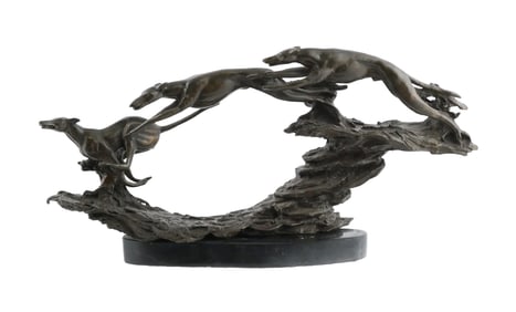 GJ Verhoeff Bronze Greyhounds Sculpture