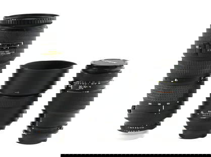 Lot of 3 Nikon AF NIKKOR Lenses: Includes an AF NIKKOR 80-200mm f/2.8D ED zoom with tripod collar and Nikon 77mm circular polarizer, an AF NIKKOR 35-70mm f/2.8 with macro function, and an AF-S NIKKOR 85mm f/1.8G with Nikon HB-62 hood