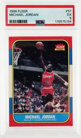 1986 Fleer MICHAEL JORDAN Rookie PSA EX 5