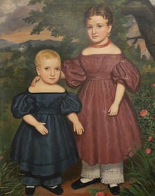 1840s American School Double Portrait, Children