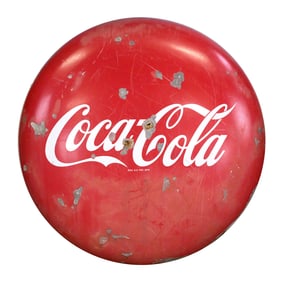 Vintage COCA COLA 48 Inch Porcelain Button Sign