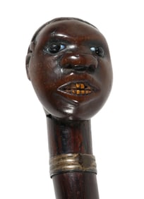 19C BLACK AMERICANA Head Walking Stick