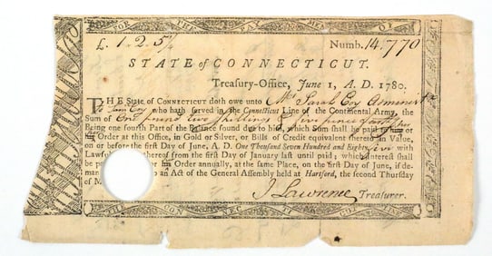 1780 Continental Army Promissory Note to Widow