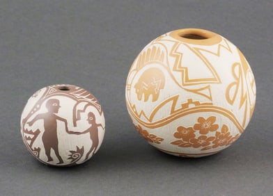 (2) Sally Garcia, Laguna Pueblo Pottery Vases