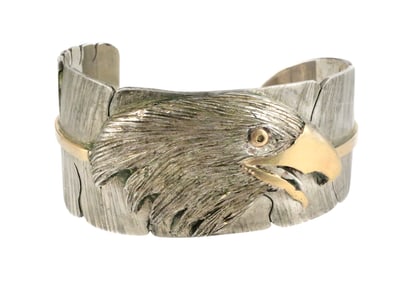 Michael Kirk Sterling & 14k Gold Cuff Bracelet