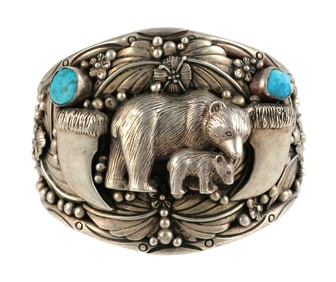Navajo Sterling Silver Cuff Bracelet, High Relief