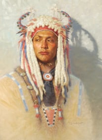 TOM SAUBERT Native American Oil Painting