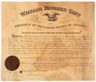 WILLIAM HOWARD TAFT Signed Appointment