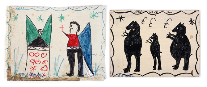 R.A. MILLER, (2) Folk Art Paintings, Georgia