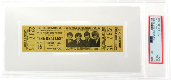 1966 BEATLES D.C. Stadium Ticket PSA 4