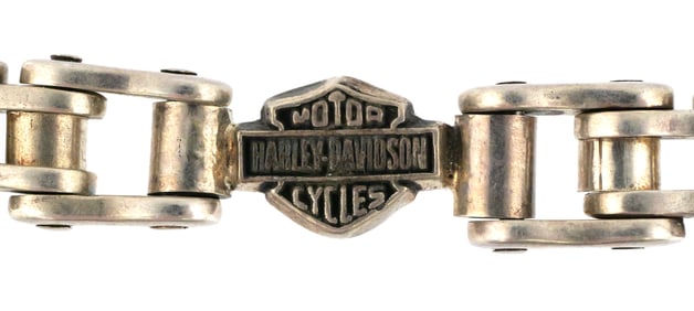 Harley Davidson Bike Chain Logo Sterling Bracelet