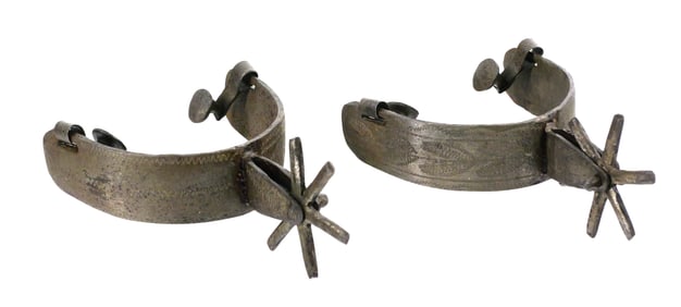 19th Century Iron Spurs 6 Point Rowels