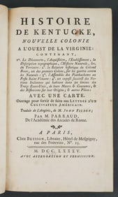 Rare Book: 1785 Histoire de Kentucky, Daniel Boone