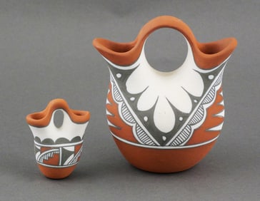 (2) Mary Small Jemez Pueblo Pottery Pieces