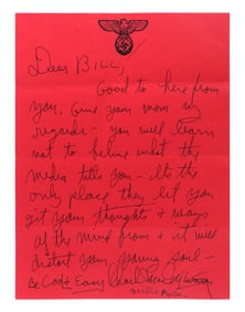 CHARLES MANSON Red Letter with Reichsadler